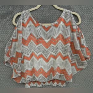 BCX Orange and White Chevron Blouse